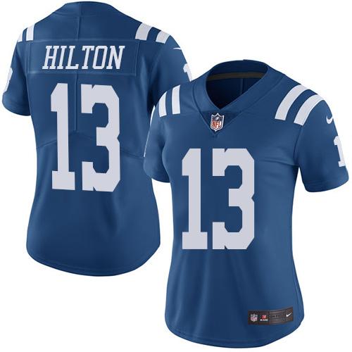 Nike Colts #13 T.Y. Hilton Royal Blue Women's Stitched NFL Limited Rush Jersey - Click Image to Close