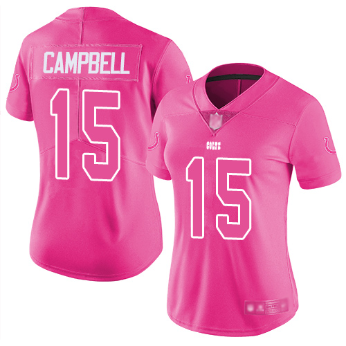 Colts #15 Parris Campbell Pink Women's Stitched Football Limited Rush Fashion Jersey - Click Image to Close