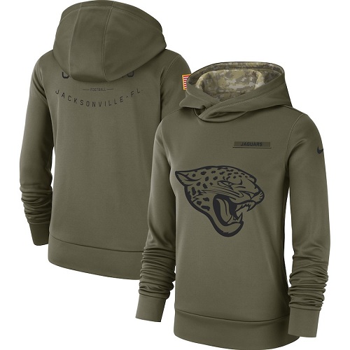 Women's Jacksonville Jaguars Nike Olive Salute to Service Sideline Therma Performance Pullover Hoodie