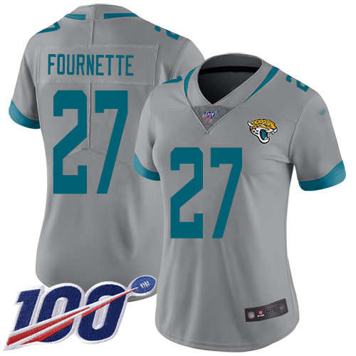 Jaguars #27 Leonard Fournette Silver Women's Stitched Football Limited Inverted Legend 100th Season Jersey