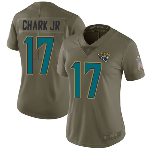 Jaguars #17 DJ Chark Jr Olive Women's Stitched Football Limited 2017 Salute to Service Jersey