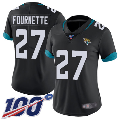 Jaguars #27 Leonard Fournette Black Team Color Women's Stitched Football 100th Season Vapor Limited Jersey