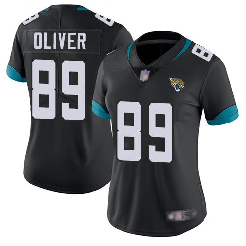 Jaguars #89 Josh Oliver Black Team Color Women's Stitched Football Vapor Untouchable Limited Jersey