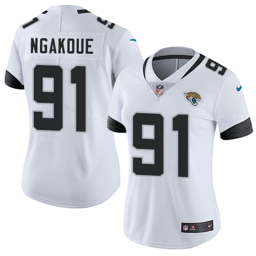 Nike Jaguars #91 Yannick Ngakoue White Women's Stitched NFL Vapor Untouchable Limited Jersey - Click Image to Close