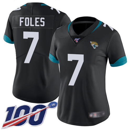 Jaguars #7 Nick Foles Black Team Color Women's Stitched Football 100th Season Vapor Limited Jersey