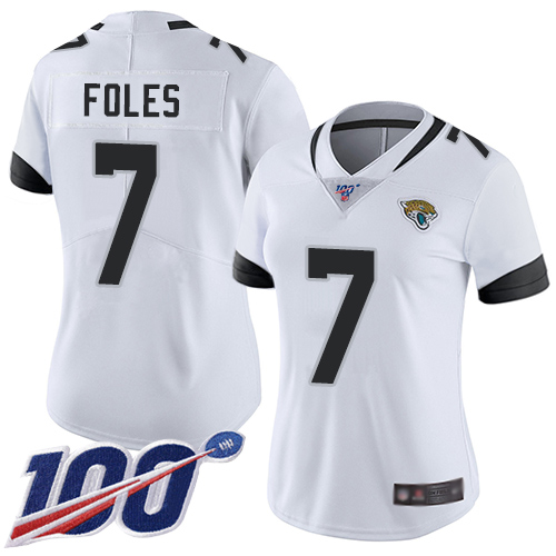 Jaguars #7 Nick Foles White Women's Stitched Football 100th Season Vapor Limited Jersey