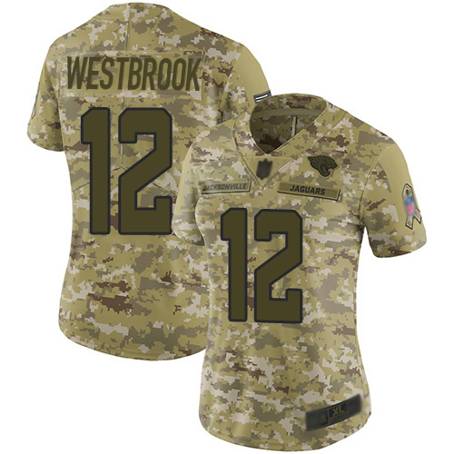 Jaguars #12 Dede Westbrook Camo Women's Stitched Football Limited 2018 Salute to Service Jersey - Click Image to Close