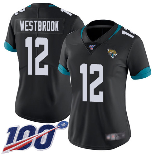 Jaguars #12 Dede Westbrook Black Team Color Women's Stitched Football 100th Season Vapor Limited Jersey - Click Image to Close