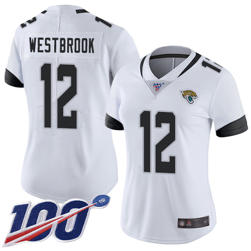 Jaguars #12 Dede Westbrook White Women's Stitched Football 100th Season Vapor Limited Jersey - Click Image to Close