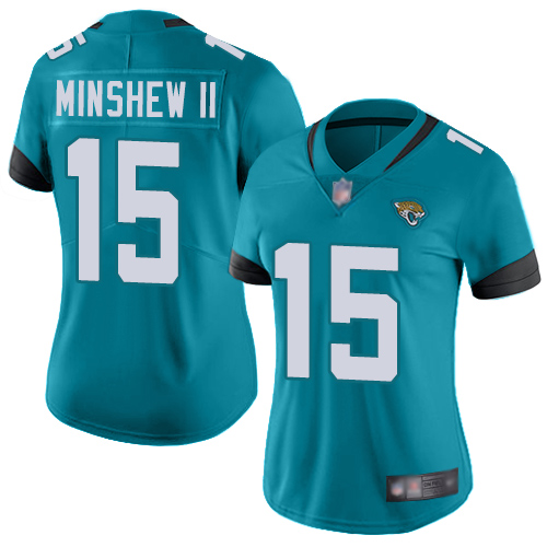 Jaguars #15 Gardner Minshew II Teal Green Alternate Women's Stitched Football Vapor Untouchable Limited Jersey