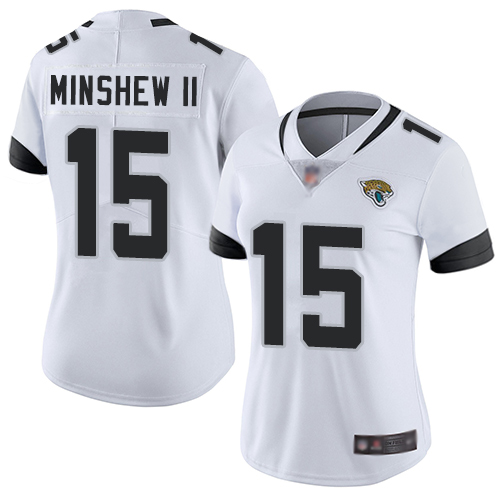 Jaguars #15 Gardner Minshew II White Women's Stitched Football Vapor Untouchable Limited Jersey