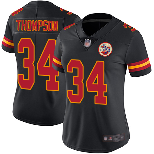 Chiefs #34 Darwin Thompson Black Women's Stitched Football Limited Rush Jersey