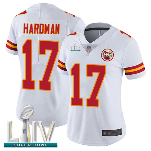 Chiefs #17 Mecole Hardman White Super Bowl LIV Bound Women's Stitched Football Vapor Untouchable Limited Jersey - Click Image to Close