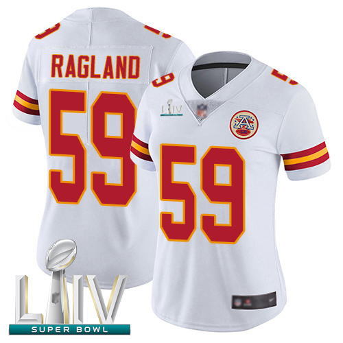 Chiefs #59 Reggie Ragland White Super Bowl LIV Bound Women's Stitched Football Vapor Untouchable Limited Jersey