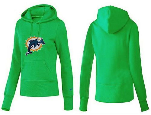 Women's Miami Dolphins Logo Pullover Hoodie Green - Click Image to Close