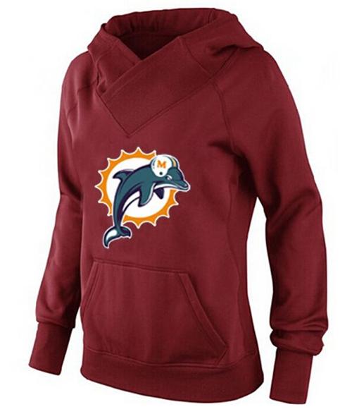 Women's Miami Dolphins Logo Pullover Hoodie Red-1