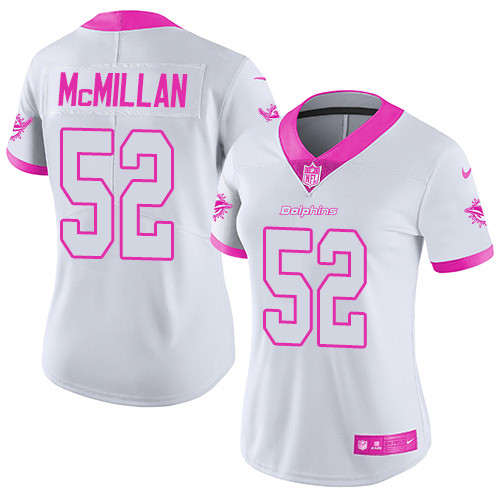 Nike Dolphins #52 Raekwon McMillan White/Pink Women's Stitched NFL Limited Rush Fashion Jersey