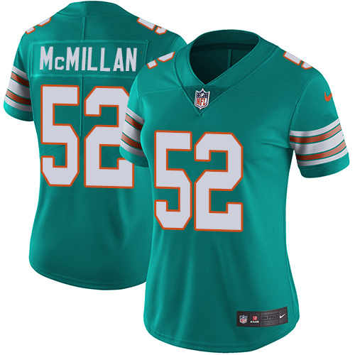 Nike Dolphins #52 Raekwon McMillan Aqua Green Alternate Women's Stitched NFL Vapor Untouchable Limited Jersey