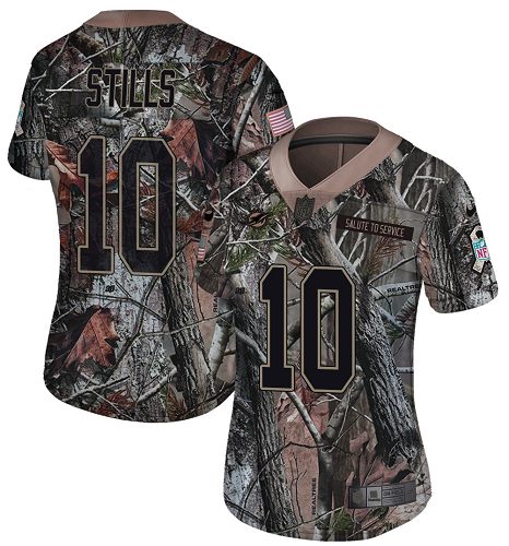 Nike Dolphins #10 Kenny Stills Camo Women's Stitched NFL Limited Rush Realtree Jersey