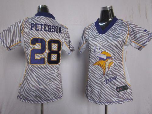 Nike Vikings #28 Adrian Peterson Zebra Women's Stitched NFL Elite Jersey