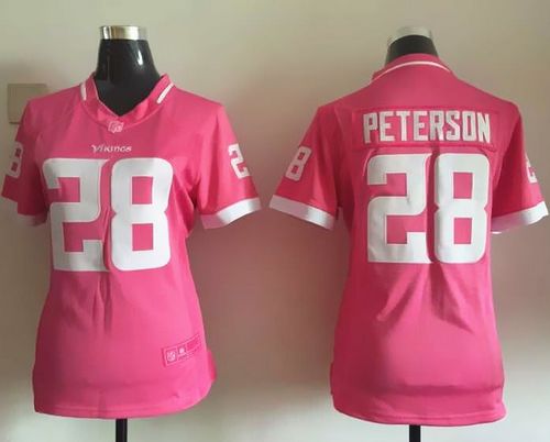 Nike Vikings #28 Adrian Peterson Pink Women's Stitched NFL Elite Bubble Gum Jersey