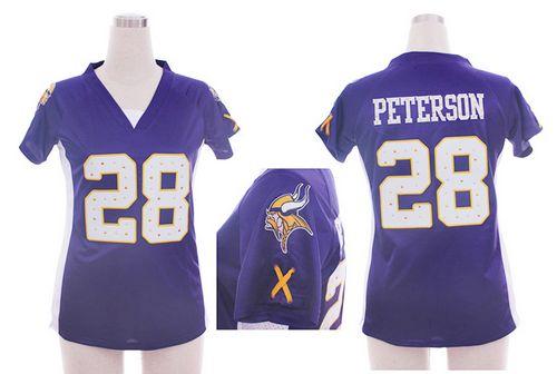 Nike Vikings #28 Adrian Peterson Purple Team Color Draft Him Name & Number Top Women's Stitched NFL Elite Jersey