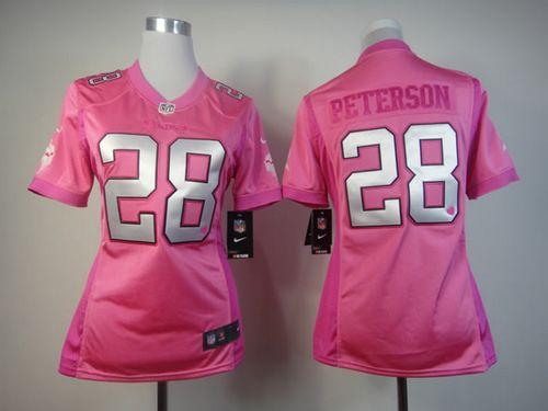 Nike Vikings #28 Adrian Peterson Pink Women's Be Luv'd Stitched NFL Elite Jersey