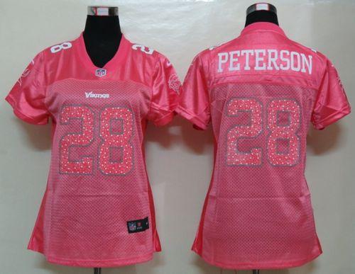 Nike Vikings #28 Adrian Peterson Pink Sweetheart Women's NFL Game Jersey