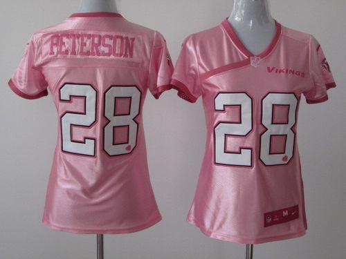 Nike Vikings #28 Adrian Peterson New Pink Women's Be Luv'd Stitched NFL Elite Jersey