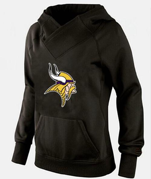 Women's Minnesota Vikings Logo Pullover Hoodie Black-1