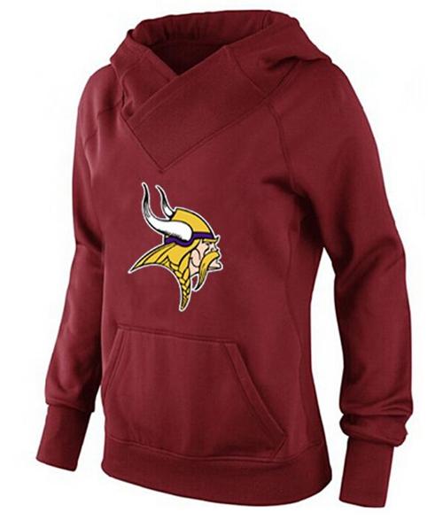 Women's Minnesota Vikings Logo Pullover Hoodie Red-1