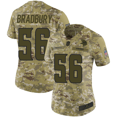 Vikings #56 Garrett Bradbury Camo Women's Stitched Football Limited 2018 Salute to Service Jersey