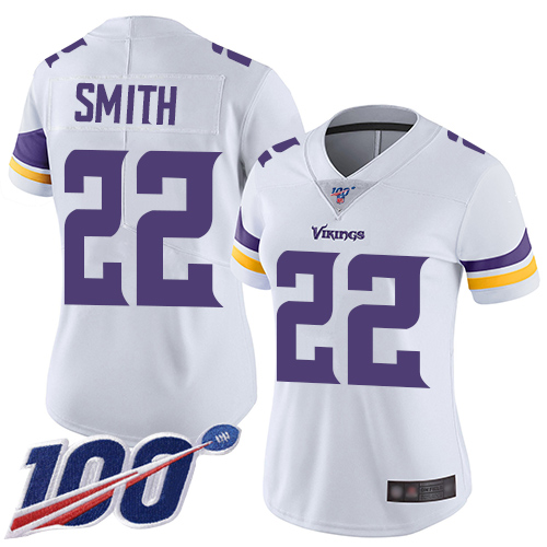 Vikings #22 Harrison Smith White Women's Stitched Football 100th Season Vapor Limited Jersey