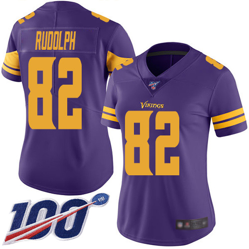 Vikings #82 Kyle Rudolph Purple Women's Stitched Football Limited Rush 100th Season Jersey - Click Image to Close