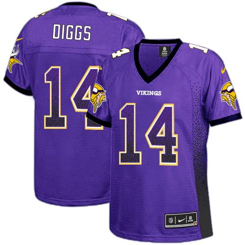 Nike Vikings #14 Stefon Diggs Purple Team Color Women's Stitched NFL Elite Drift Fashion Jersey - Click Image to Close