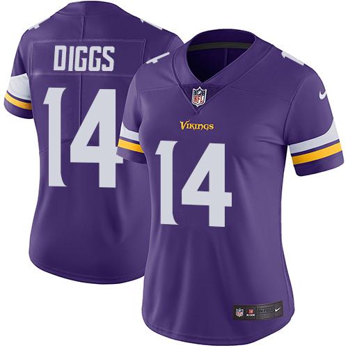 Nike Vikings #14 Stefon Diggs Purple Team Color Women's Stitched NFL Vapor Untouchable Limited Jersey - Click Image to Close