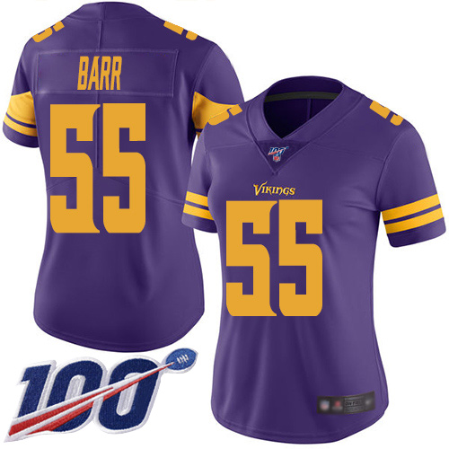 Vikings #55 Anthony Barr Purple Women's Stitched Football Limited Rush 100th Season Jersey