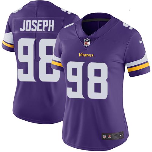 Nike Vikings #98 Linval Joseph Purple Team Color Women's Stitched NFL Vapor Untouchable Limited Jersey - Click Image to Close