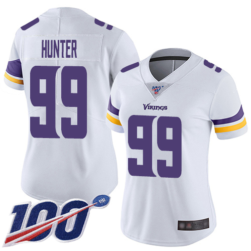 Vikings #99 Danielle Hunter White Women's Stitched Football 100th Season Vapor Limited Jersey - Click Image to Close