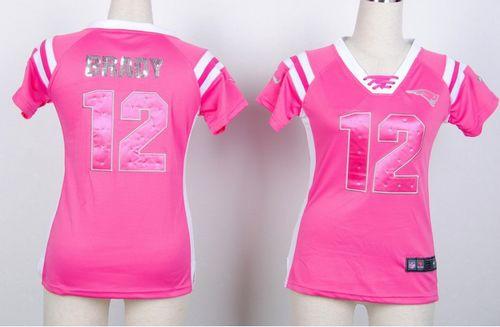 Nike Patriots #12 Tom Brady Pink Women's Stitched NFL Elite Draft Him Shimmer Jersey