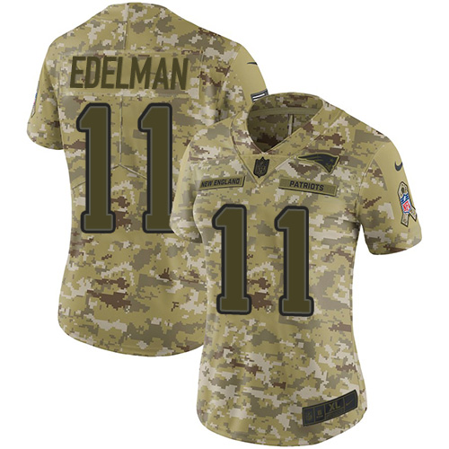 Nike Patriots #11 Julian Edelman Camo Women's Stitched NFL Limited 2018 Salute to Service Jersey