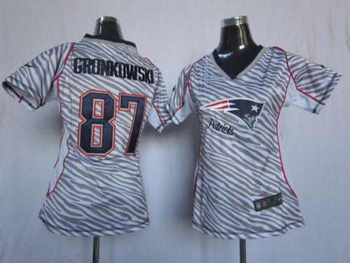 Nike Patriots #87 Rob Gronkowski Zebra Women's Stitched NFL Elite Jersey