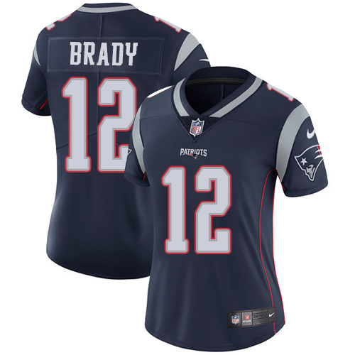 Nike Patriots #12 Tom Brady Navy Blue Team Color Women's Stitched NFL Vapor Untouchable Limited Jersey - Click Image to Close