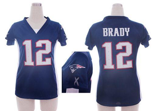 Nike Patriots #12 Tom Brady Navy Blue Team Color Draft Him Name & Number Top Women's Stitched NFL Elite Jersey