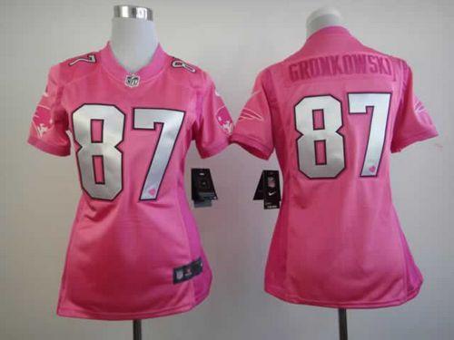 Nike Patriots #87 Rob Gronkowski Pink Women's Be Luv'd Stitched NFL Elite Jersey - Click Image to Close