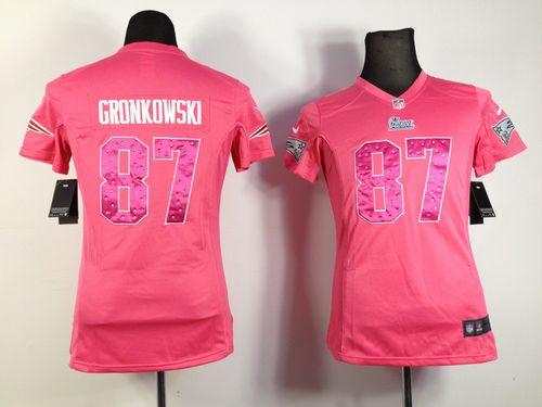 Nike Patriots #87 Rob Gronkowski Pink Sweetheart Women's Stitched NFL Elite Jersey