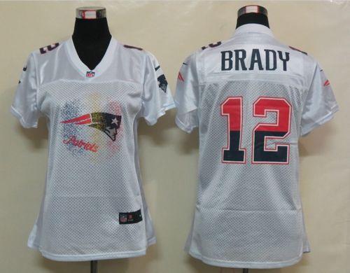 Nike Patriots #12 Tom Brady White Women's Fem Fan NFL Game Jersey