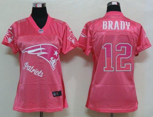 Nike Patriots #12 Tom Brady Pink Women's Fem Fan NFL Game Jersey