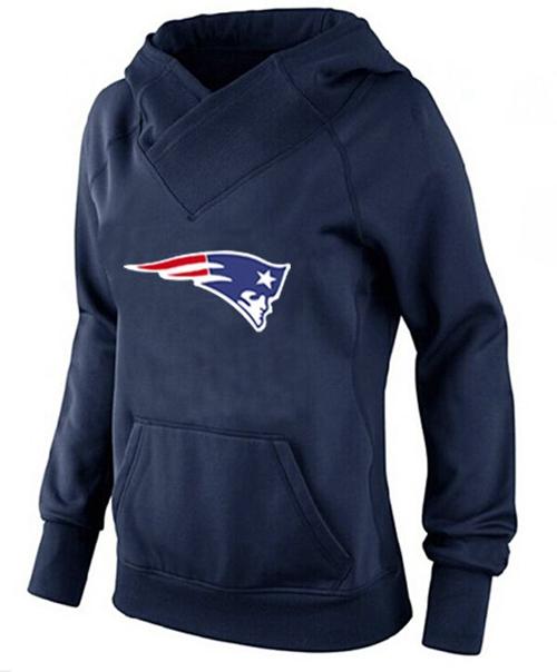 Women's New England Patriots Logo Pullover Hoodie Navy Blue