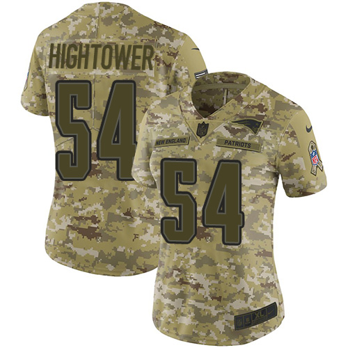 Nike Patriots #54 Dont'a Hightower Camo Women's Stitched NFL Limited 2018 Salute to Service Jersey